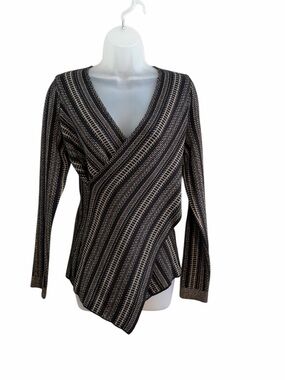 Oliver Black Metallic Wrap-Style Knit Top